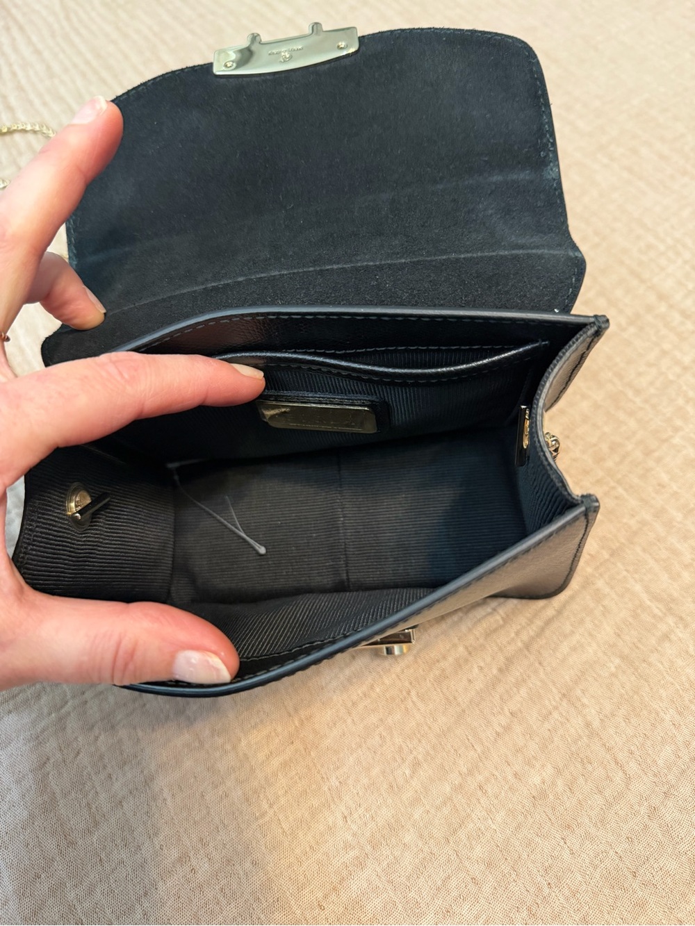 Furla Black Leather Mini Crossbody with Gold Hardware - Picture 6 of 8